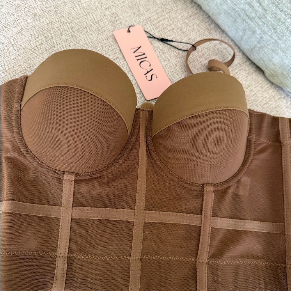 Micas Brown Longline Strapless Bustier Bra